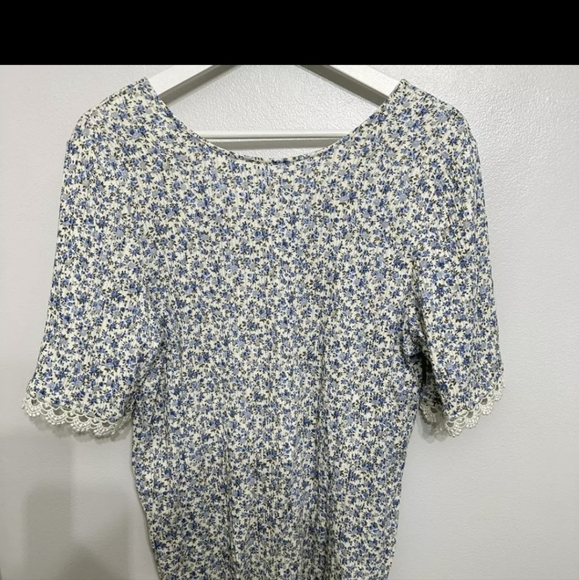 Sezane Blouse T-Shirt Blue Floral 100% cotton Sz. M - Picture 4 of 5